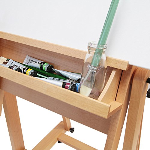 Mont Marte Tilting Studio Wooden Floor Easel. Height Adjustable Extra Large H-Frame Featuring a Large Tilt Range. Castor Wheels Allow Easy Movement MONT MARTE