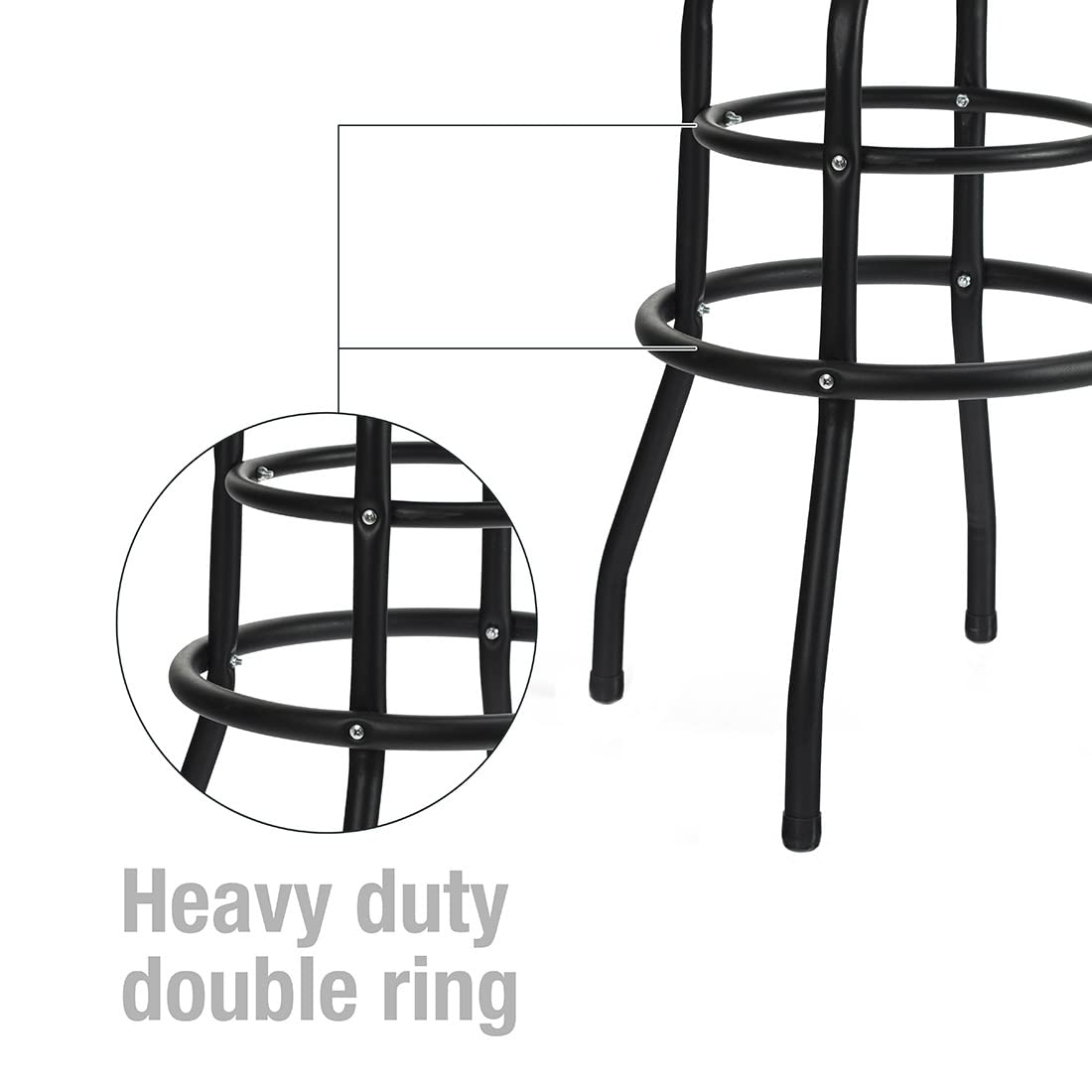 WORKPRO W112003 Garage Shop Stool, Heavy-Duty Steel Construction Garage Stool, Swivel Cushion Seat, Black Powder Coated Legs & Footrest (Single Pack) WORKPRO