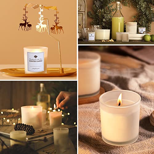 CONNOO 12Pack 10 oz Frosted Glass Candle Jars with Bamboo Lids for Making Candles Empty Candle Tins with Wooden Lids, Bulk Clean Candle Containers - CONNOO