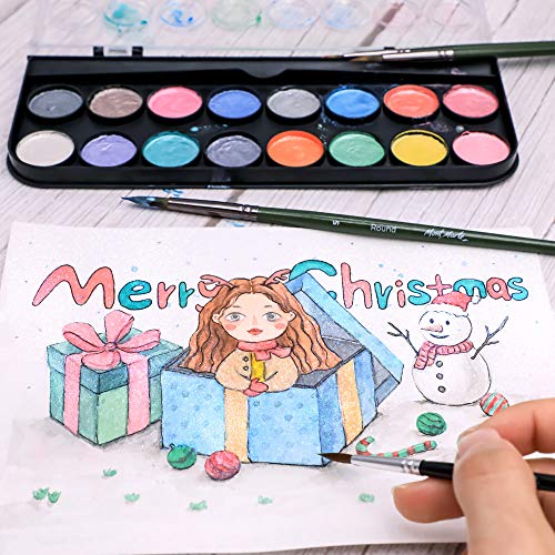 MONT MARTE Metallic Watercolor Set, Pearl Paint, 17 Piece, 16 Vibrant Colors, 1 Paint Brush MONT MARTE