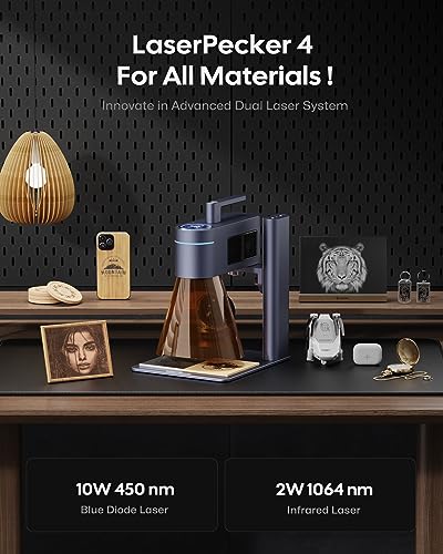 LaserPecker 4 Laser Engraver with Rotary Extension, Slide Extension and Protection Cover, Portable Fiber and Diode Laser Engraving Machine for Metal LaserPecker