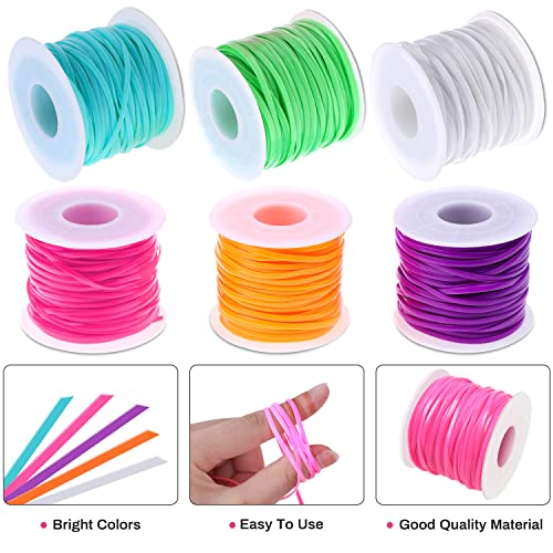 Lanyard String Kit, Cridoz 6Pack Plastic Lacing Cord Gimp String Lanyard Weaving Kit for Bracelets, Keychains, Crafts cridoz