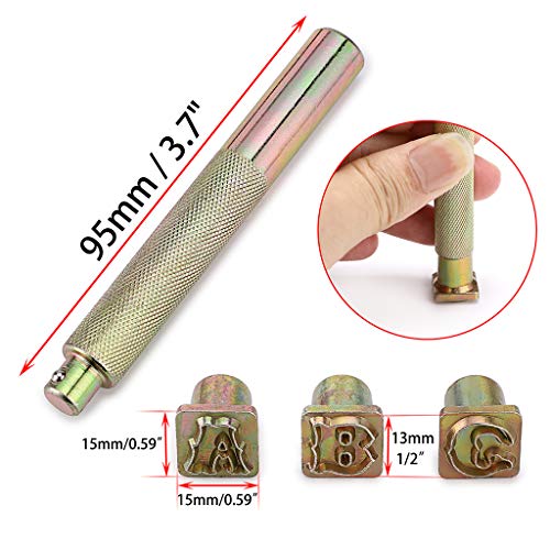 OwnMy Capital Letters Stamp Set, 1/2” / 13mm Alphabet Stamp Tools Set Leather Craft Stamping Tools Leather Art Craft Tool (13mm - 27pcs) OwnMy