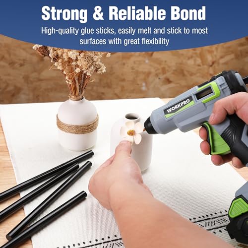 WORKPRO Hot Glue Sticks Full Size, 50 Pack Black Hot Melt Adhesive Glue Sticks for All-Temp Glue Guns, 0.43x8 Inches, Multipurpose for DIY Craft WORKPRO