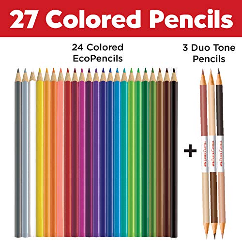 Faber-Castell World Colors Ecopencils, 27 Count - Diverse Skin Tone Colored Pencils For Kids Faber-Castell