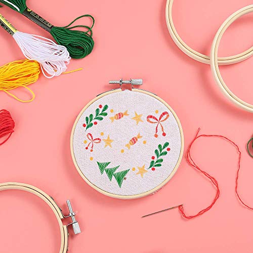 Caydo 12 Pieces 4 Inch Round Embroidery Hoop Bulk Wholesale Bamboo Circle Cross Stitch Hoop Ring Caydo