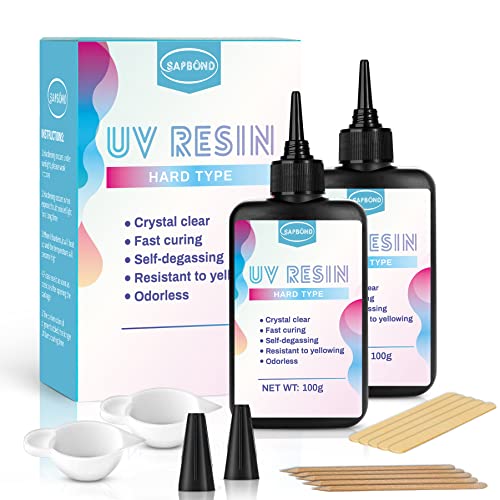 UV Resin kit Jewelry Making: 200g Crystal Clear Hard Glue Epoxy Resin for Beginners DIY Art Crafts Casting Curing SAPBOND
