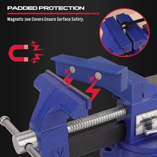 Heavy Duty Bench Vise 4.5 Inch: Table Clamp Woodworking Vice Press Drill Tools Workbench Wood Metal Pipe Work Shop Block Swivel Slide Cross Welding SEDY