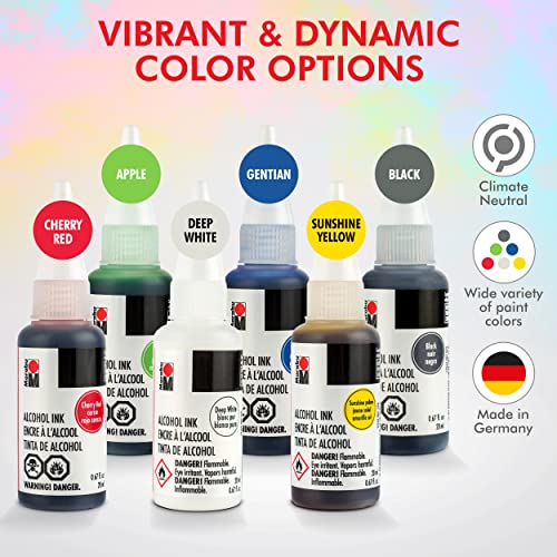 Marabu Alcohol Ink for Epoxy Resin - 6 Primary Colors Alcohol Ink Set - Vibrant and Versatile Alcohol Inks for Resin Art, Tumblers, Alcohol Paint Marabu