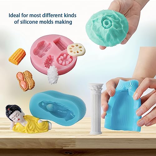 BBDINO Silicone Mold Making Kit, Liquid Super Elastic Silicone for Mold Making, 4.4 lbs (70 oz), Fast Cure Silicone Rubber Mold Making Kit, 1A:1B BBDINO