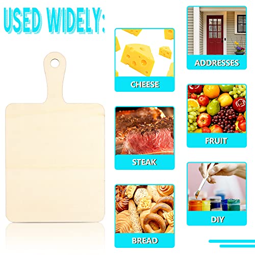 Vmiapxo 16 Pack Unfinished Wood Cutting Board Craft with Handle, Wooden Paddle Cheese Bread Board Set Chopping Board Serving Tray for Craft DIY Vmiapxo