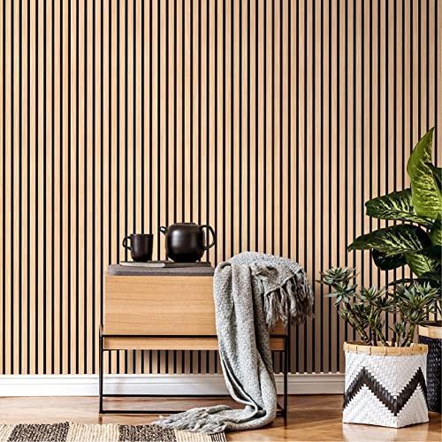 SLATPANEL Two Acoustic Wood Wall Veneer Slat Panels - Natural Oak | 94.49” x 12.6” Each | Soundproof Paneling | Wall Panels for Interior Wall Decor Slatpanel