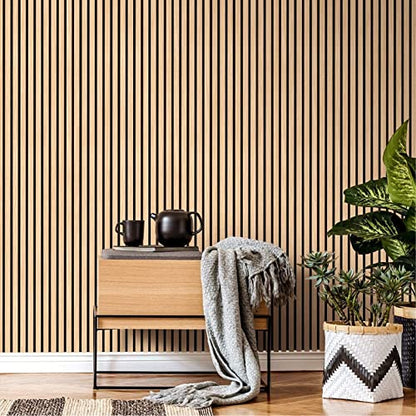 SLATPANEL Two Acoustic Wood Wall Veneer Slat Panels - Natural Oak | 94.49” x 12.6” Each | Soundproof Paneling | Wall Panels for Interior Wall Decor