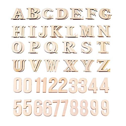 HZLHZYY 72 Pieces 4" Wood Alphabet Letters Unfinished Wooden Numbers Craft Letters Large Natural Wood Letters Paintable Home Wall Decor ABC Letters HZLHZYY