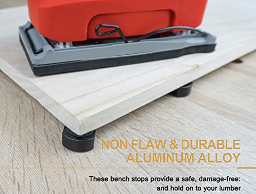 6 Pack Bench Dogs Bench Dog Clamp Woodworking Accessories For 3/4 Inch Workbench Dog Hole With Non-Slip Pad Aluminum Alloy MFT stops (19mm) ViewReal