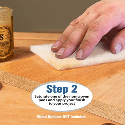22 Piece Wood Finish Applicator Bundle • Includes 10 White Non-Woven Pads 2 Terry Cloth Buffing Towels and 10 Stirring Sticks for Applying Finishes • Peachtree Woodworking Supply