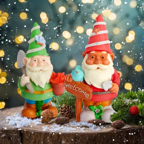 2 Pack Ceramics to Paint - Paint Your Own Garden Gnome Statues, Blank Paintable Ceramics for Adults (5 in) Bright Creations