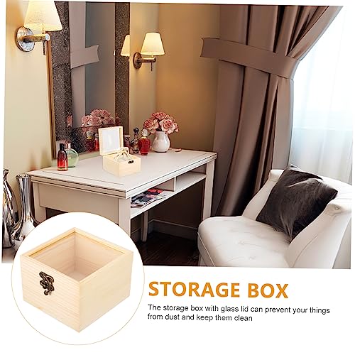 Holibanna 2pcs Box Wooden Storage Box Jewelry Container Wooden Treasure Containers Jewelry Organizer Clear Earring Display Holder Earring Gift Boxes Holibanna