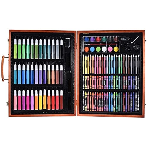 RMENST Art Supplies, 150-Piece Deluxe Wooden Art Set Crafts Kit with Oil Pastels, Colored Pencils, Watercolor Paint, Oil Paint, Creative Gift RMENST