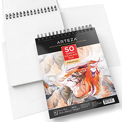 ARTEZA Drawing Pad 8x10 Inches, Pack of 2, 50 Pages Each, Drawing Notebook, Sketch Books for Drawing, Perfect Drawing Pads for Artists, Quality ARTEZA