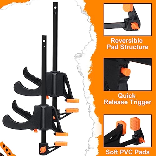 Lasnten 18 Pcs 4 Inch Bar Clamps for Woodworking Grip Craft Mini Clamps One Handed Wood Clamps Trigger Clamp Ratchet Clamp Wood Working Tools for Lasnten