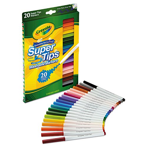 Crayola 588106 Washable Super Tips Markers, Assorted, 20/Set Crayola