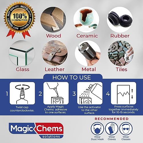 Magic Chems CA Glue with Activator (2 x 3.5 oz +16.9 fl oz), CA Glue for Woodworking, Cyanoacrylate Glue and Activator, Super Glue for Wood (1 Pack) Magic Chems