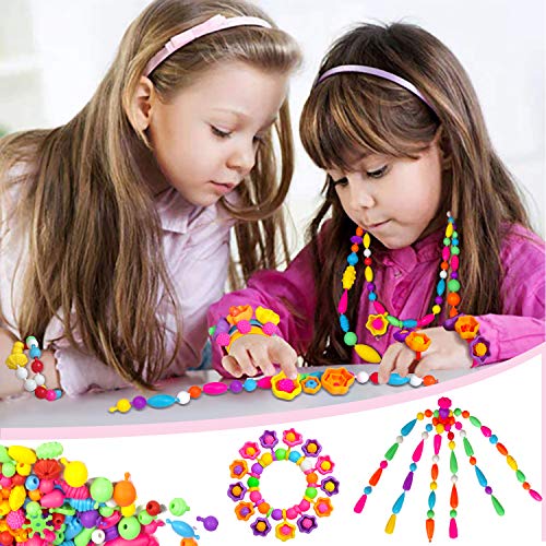 Atoymut Pop Beads, Snap Beads for Kids Crafts DIY Jewelry Making Kit to Bracelets Necklace Hairband and Rings Toy for Age 3 4 5 6 7 8 Year Old Girls Atoymut
