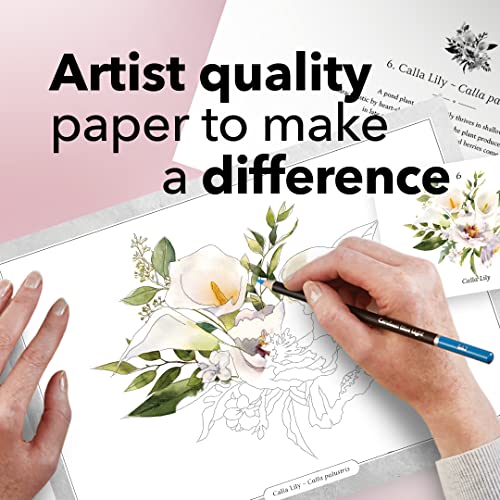Castle Arts Flowers Colouring Book | 36 Mindfulness-Inspiring Blooms Curated by in-House Artists with Colour Reference Guide | No Show-Thru Artist Castle Art Supplies