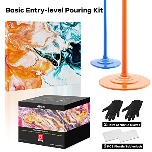 VISWIN Deluxe Acrylic Paint Set, Artist Painting Set with French Easel, 15-100ML(3.38 oz) Acrylic Paints, 12-60ML(2 oz)Pouring Paints, Premium VISWIN