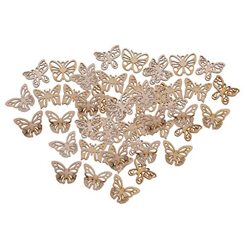 50pcs Wood Butterfly Embellishment Slices Cutout Crafts for Card Making Scrapbooking DIY Wood Art Wedding Decorations FRECI