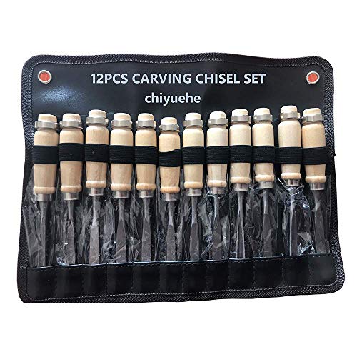 Chiyuehe Professional Wood Carving Chisel Set - 12 Piece Sharp Woodworking Tools w/Carrying Case - Great for Beginners Chiyuehe
