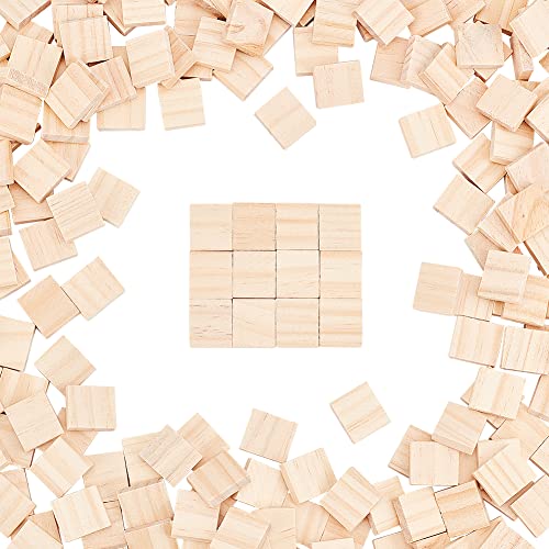 OLYCRAFT 300Pcs Wood Blank Letter Tiles 20x18mm Unfinished Wooden Squares Blank Wood Cabochons Unfinished Square Wood Tiles for DIY Crafts Wood OLYCRAFT