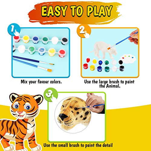 FUNZBO Kids Painting Set - Christmas Gifts for Kids, Arts and Crafts, Art Set with Art Supplies, Painting Tools, and Animal Toys, Toys for Girls, FUNZBO