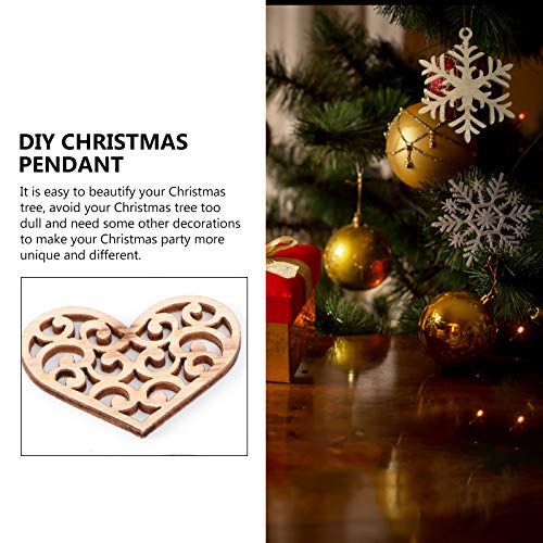 PartyKindom 4PCS Christmas Cutout Wood Chips Unfinished Christmas Crafts Christmas Hanging Cutouts Wood Cutout Xmas Wooden Ornament Wooden Snowflake PartyKindom