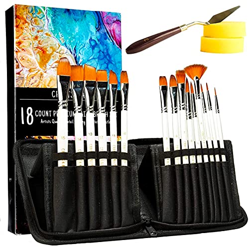 Artstorys Paint Brushes Set for Acrylic Painting, 20 Pcs Oil Watercolor Acrylic Paint Brush, Artist Paintbrushes for Body Face Rock Canvas, Kids Adult