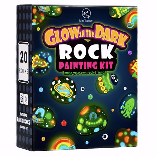 Toidgy Rock Painting Kit for Kids - Glow in The Dark, Arts and Crafts Gift  for Boys Girls Ages 4-12, Craft Kits Art Supplies for Kids Activities