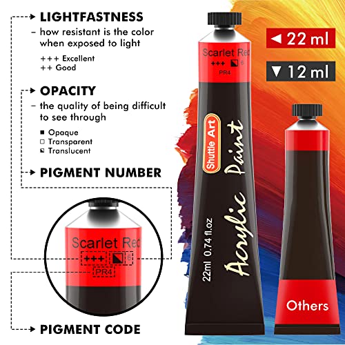 82 Pack Acrylic Paint Set, Shuttle Art 66 Colors Acrylic Paint with 10 Brushes, 22ml/0.74oz Tubes, Vibrant Colors, Artist Painting Supplies for Kids, Shuttle Art