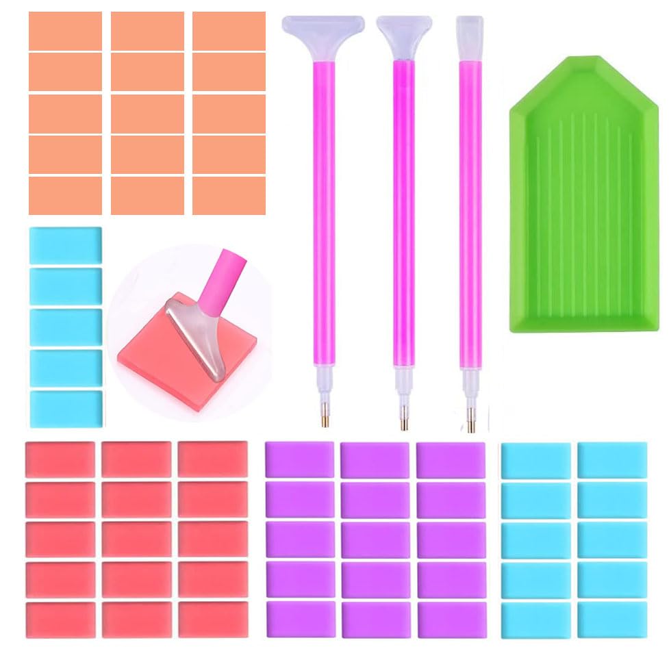 Diamond Painting Accessories & Art Tool Supplies-60PCS Colorful Diamond Painting Glue Clay-DIY Drilling Mud Embroidery Wax Tacky Kit-Glue Dot Clay Top2Stands