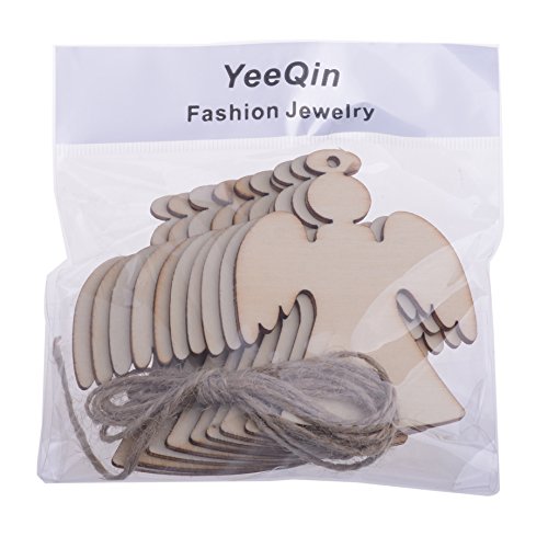 Christmas Wooden Crafts Hanging Ornaments Christmas Tree Decoration Unfinished Wood Cutouts for DIY Blank Slices to Paint (10PCs Angel Style) YEEQIN
