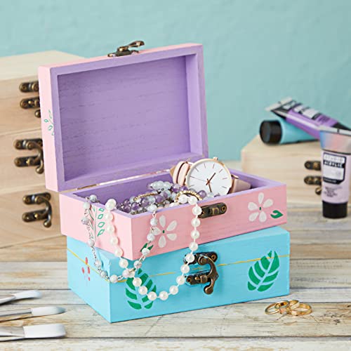 6 Pack Unfinished Wooden Boxes for Crafts with Hinged Lids and Front Clasps, 6x4x2 in for Jewelry, Crafts, Storage Juvale