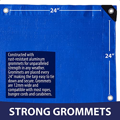 Rugged Rhino All Weather 100% Waterproof Heavy Duty Tarp, 2 Pack, 5 Mil UV Temperature Resistant Tarps, High Durability Multipurpose Cover, for Home Rugged Rhino