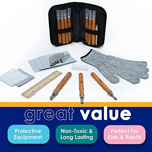 26-Pieces Wood Carving Tools Kit for Beginners, Professionals, Super Sharp High Carbon Wood Carving Knife Set, Whittling Kit for Multipurpose Bright Hobby