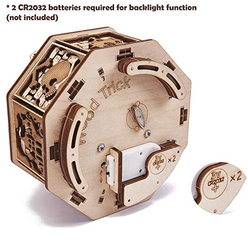 Wood Trick Halloween Wooden Music Box Kit - Addams Melody - w/Red Lighting - 3D Wooden Puzzle for Adults and Kids to Build - Engineering DIY Project Wood Trick