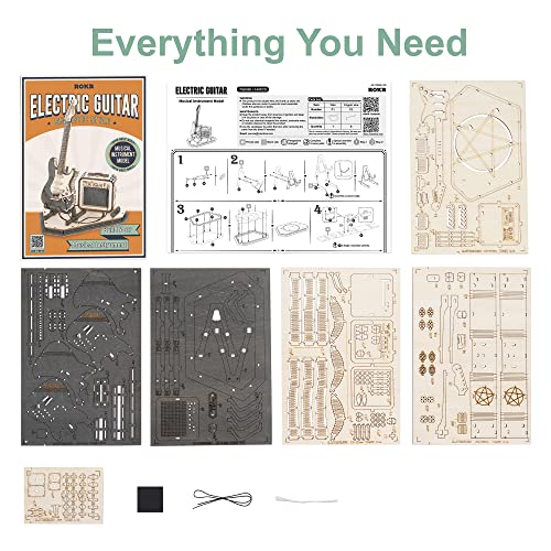 ROKR Toy Guitar DIY Kit,STEM Projects for Kids 8-12,Model Kits for Adults,3D Wooden Puzzles for Adults and Kids ROKR