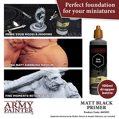 The Army Painter Warpaints Air Air Primer Matt Black 18ml Acrylic Paint for Airbrush, Wargaming and Modelling The Army Painter