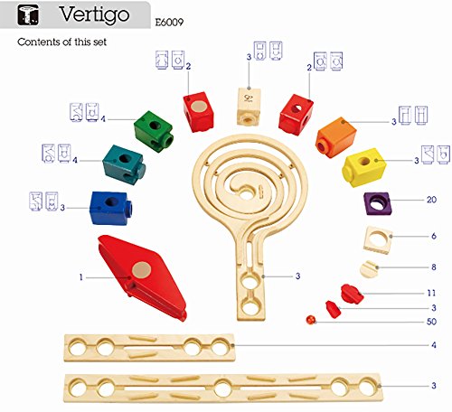 Hape Quadrilla Wooden Marble Run Construction - Vertigo - Quality Time Playing Together Safe and Smart Play for Smart Families,Multicolor Hape