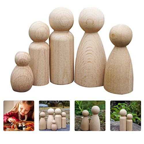 TOYANDONA 5pcs Hand-Painted Puppet Toys Unfinished Wooden Figures Wooden Peg Doll People Little Wooden Pegs Kids Dolls Kidcraft Playset Unfinished TOYANDONA