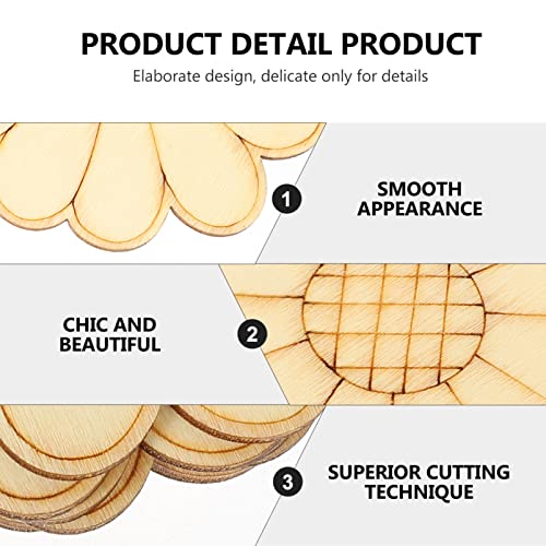 SEWACC Unfinished Wood Crafts 50 Sets Wooden Flower Cutouts Unfinished Flower Shapes Blank Wood Ornaments Flower Embellishments with Hemp Ropes for SEWACC