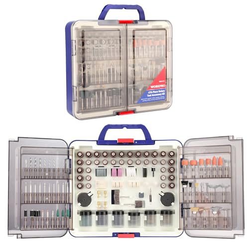 WORKPRO 476PCS Rotary Tool Accessories Kit, Rotary Tool Bits for Easy Cutting, Sanding, Grinding, Carving, Polishing, Drilling and Engraving WORKPRO